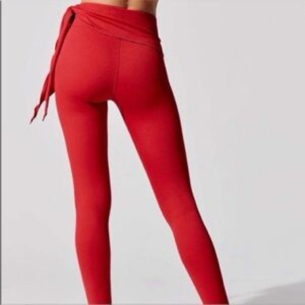 Carbon38 Vibrant Red side tide Leggings Sz S